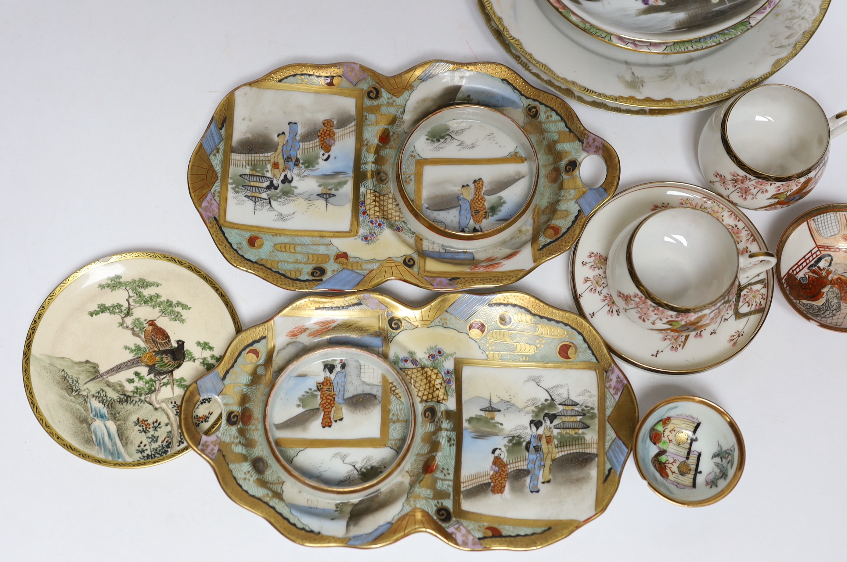A group of various Japanese ceramics including Satsuma, Imari etc.